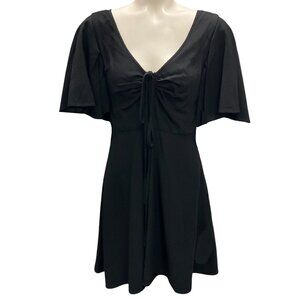 Rosie Assoulin Black Flutter-Sleeve Mini Dress
